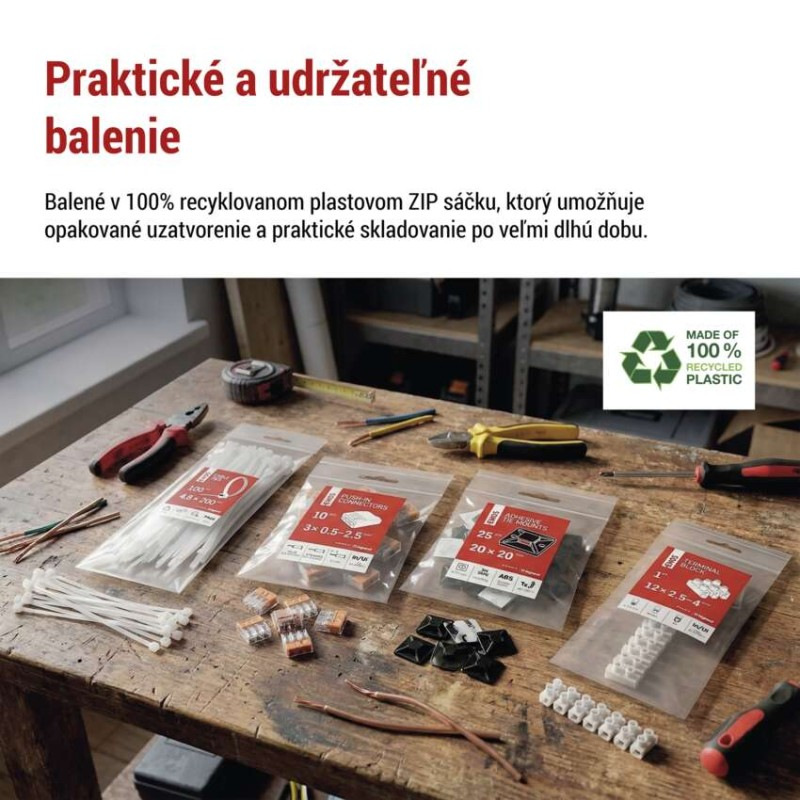 Sťahovacia páska 200×4,8, čierna, 100 ks 10