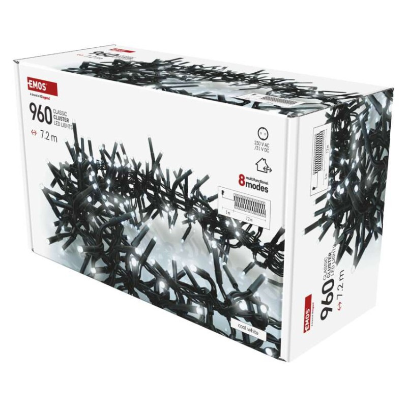 LED vianočná reťaz – ježko, 7,2 m, vonkajšia aj vnútorná, studená biela, programy, časovač