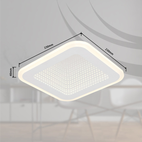 Stropné svietidlo, kov biely, plast, zrkadlový 3D efekt, akryl biely, DxŠxV: 230x230x40mm, vrátane L 8