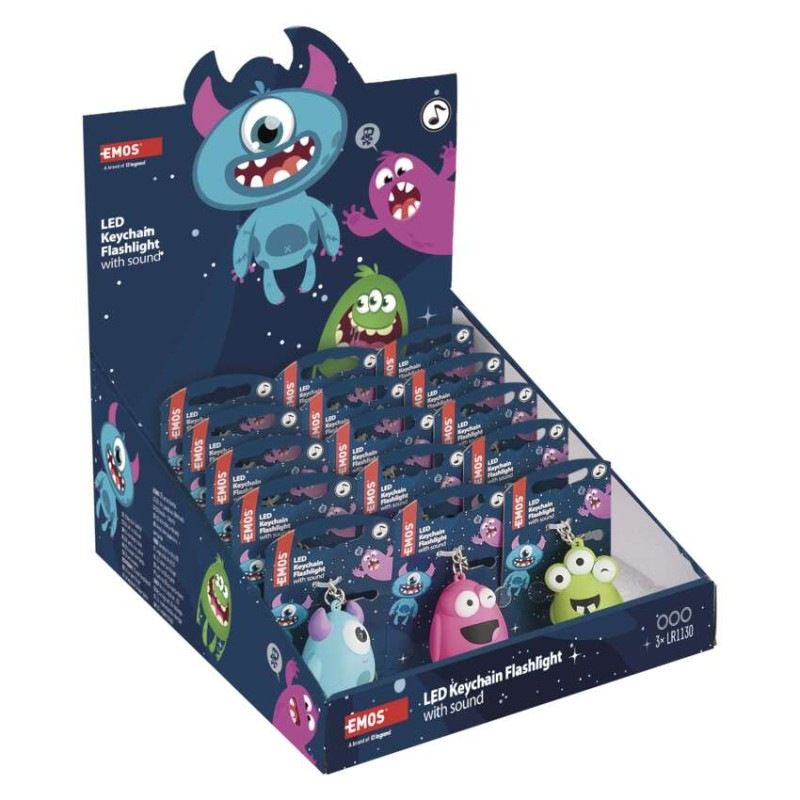 LED kľúčenka - príšerky so zvukom, 18 ks, display box 2