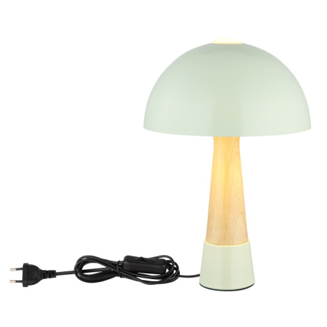 Stolná lampa, kov, zelená matná, kov imitácia dreva, kábel PVC čierny, kolískový vypínač na kábli, ø 4