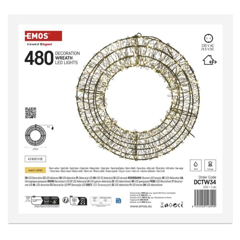 LED vianočný veniec – 480 LED, vonkajší aj vnútorný, teplá biela 7