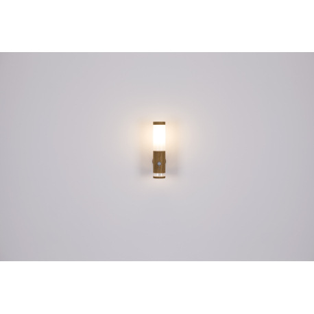 Vonkajšie svietidlo, oceľ vo vzhľade dreva, plast opál, nástenné svietidlo, dekoratívna LED, IP44, Š 7