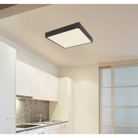 Stropné svietidlo, hliník čierny, akryl opál satinovaný, DxŠxV: 220x220x26, vrátane 1xLED 28W 230V, 2