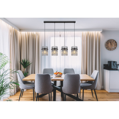 Závesné svietidlo kov čierny matný, sklenené tyče dymovej farby, kábel PVC čierny, možnosť nastaveni 11