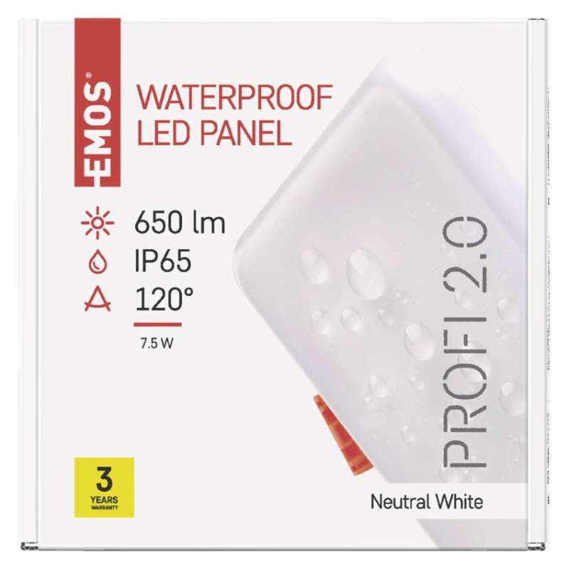 LED panel VIXXO 100×100, štvorcový vstavaný biely,7,5W neutr.b.,IP65 6