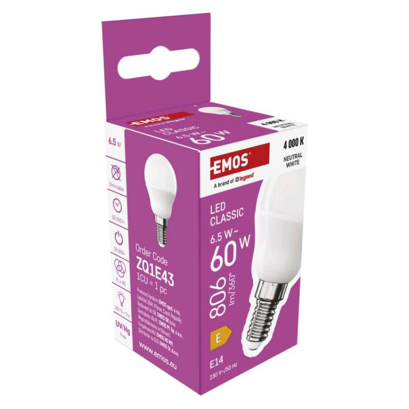 LED žiarovka Classic Mini Globe / E14 / 6,5 W (60 W) / 806 lm / Neutrálna biela 6