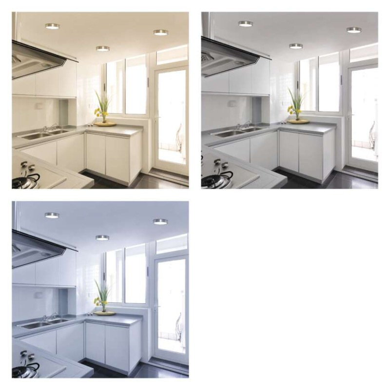 LED prisadené svietidlo, kruhové, strieborné, 12,5W, CCT 4