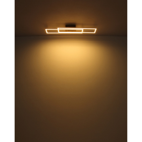 Stropné svietidlo, kov čierny, MDF vzhľad dreva tmavý, hliník čierny, plast biely, chróm, polohovate 15