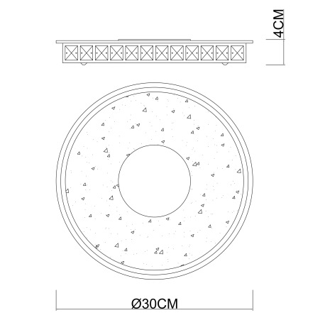 Stropné svietidlo, kov strieborný, sklo opál, plastové krištále priehľadné, Ø300, V:40, vrátane 1xLE 10