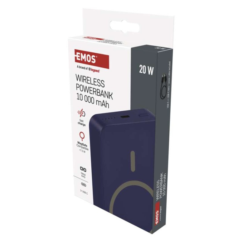 Power bank EMOS WI 1046, 10 000 mAh, 20 W+Wireless, modrá 3