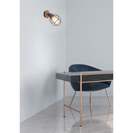 Nástenné svietidlo, kov čierny, drevo hnedé, ŠxV:110x210, H:220, bez žiarovky 1xE27, max. 40W 230V 10