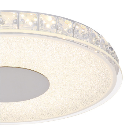 Stropné svietidlo, kov strieborný, sklo opál, plastové krištále priehľadné, Ø300, V:40, vrátane 1xLE 4