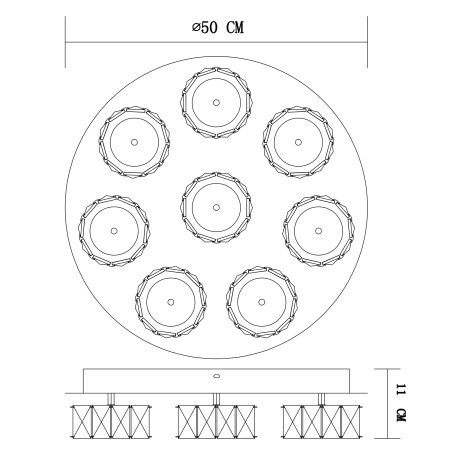 Stropné svietidlo, kov chróm, kryštál K5 priehľadný, akryl satinovaný, stmievateľné, Ø500, V:110, vr 2