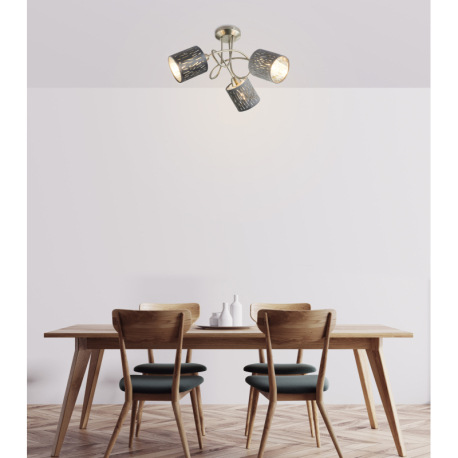 Stropné svietidlo, kov nikel matný, zamat strieborný, Ø460, V:275, bez žiaroviek 3xE14, max. 25W 230 1