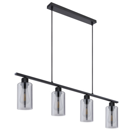 Závesné svietidlo, kov čierny matný, dymové sklo, DxŠxV:980x100x1200, bez žiaroviek 4xE27, max. 60W 11