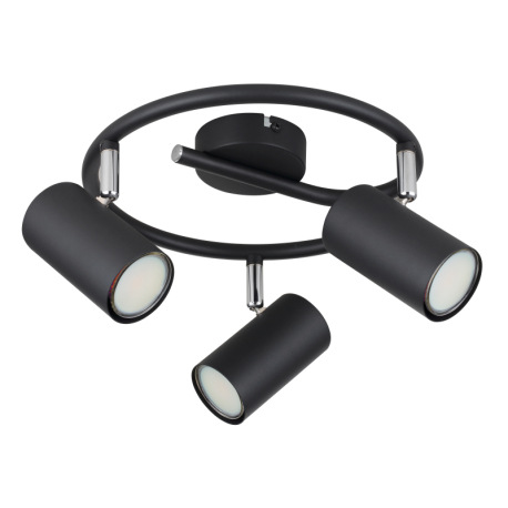 Stropné svietidlo, kov čierny matný, chróm, ø: 250mm, V: 135mm, bez žiaroviek 3xGU10, max. 25W 230V 2