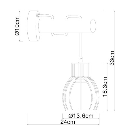Nástenné svietidlo, kov čierny, drevo čierne, imitácia spáleného dreva, textilný kábel šampaň, vypín 4
