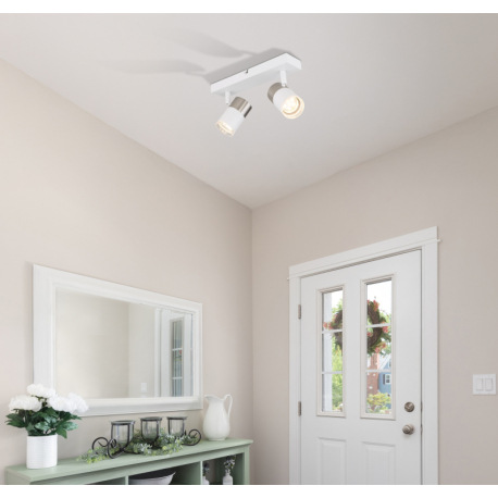 Nástenné svietidlo, kov biely, hliník nikel matný, hliník biely, plast transparentný, DxŠxV: 260x60x 1