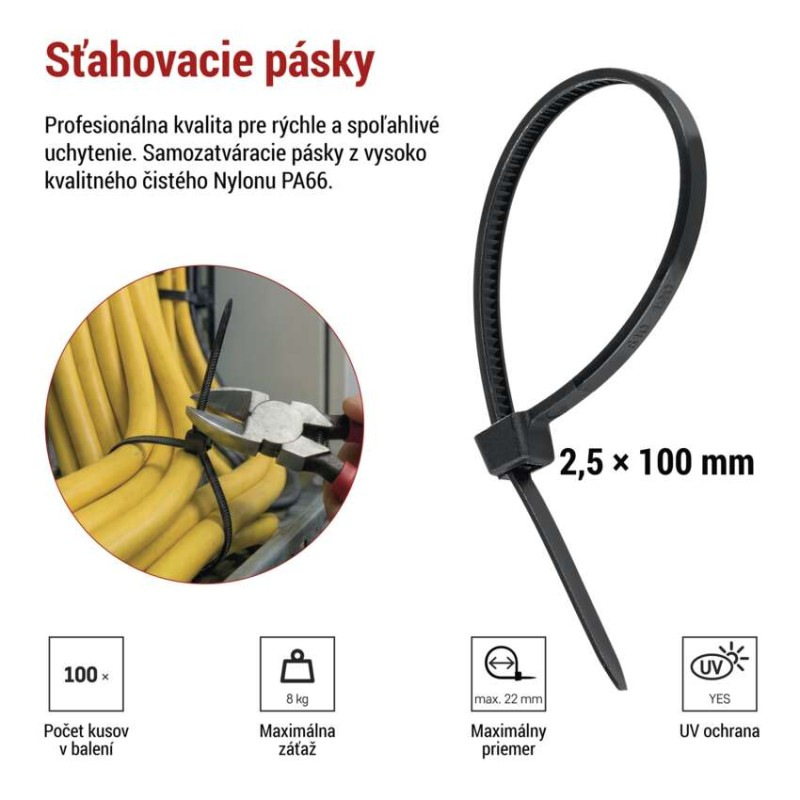 Sťahovacia páska 100×2,5, čierna, 100 ks 6