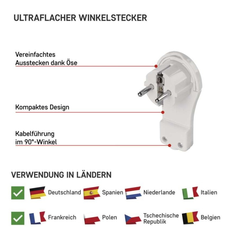 Vidlica uhlová pre predlžovací kábel, biela 3