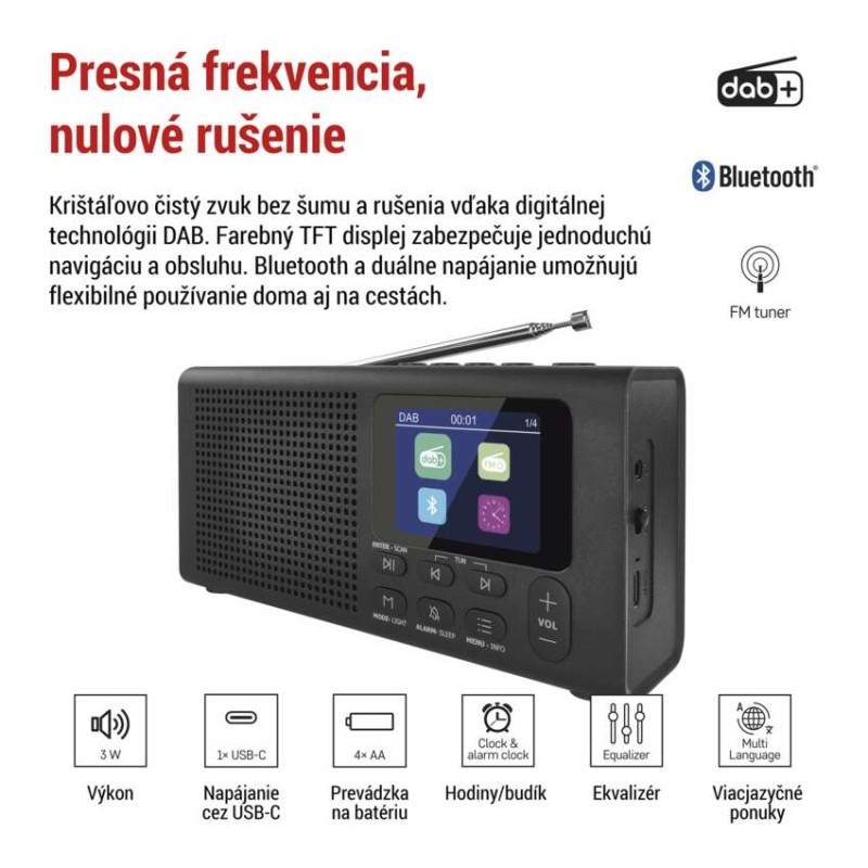 Prenosné rádio s Bluetooth P-600B, DAB / DAB+ / FM, čierne 1