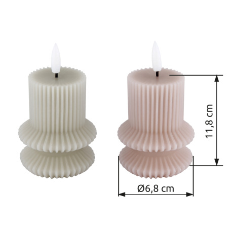 Dekoratívne svietidlo, plast sivý, plast biely, posuvný vypínač, efekt ohňa, vrátane batérie 1x CR20 7