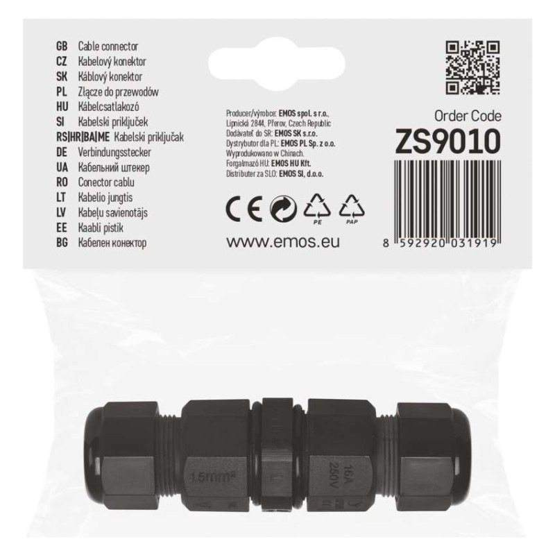 Plastová káblová spojka IP68 4