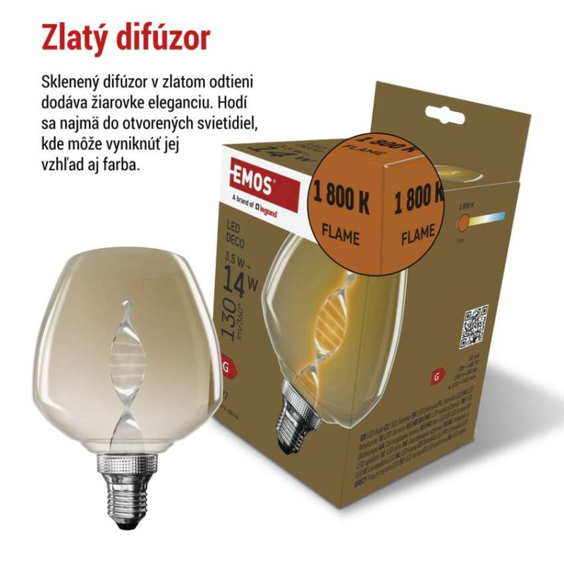 LED žiarovka DECO S123 / E27 / 3,5 W (14 W) / 130 lm / flame 2