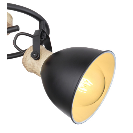 Stropné svietidlo, kov čierny, kov vo farbe imitujúcej drevo, Ø500, V:215, bez žiaroviek 3xE27, max. 10