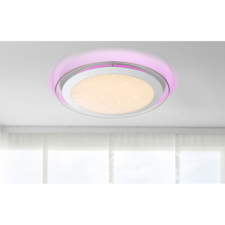 Stropné svietidlo, chróm, plast biely, trblietavý efekt, zmena farby svetla 3000 až 6000K, stmievate 15