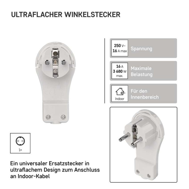 Vidlica uhlová pre predlžovací kábel, biela 1