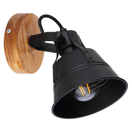 Nástenné svietidlo, drevo hnedé, kov čierny matný, zlatý, drevo dubový vzhľad, ŠxV: 140x180, H: 170, 6