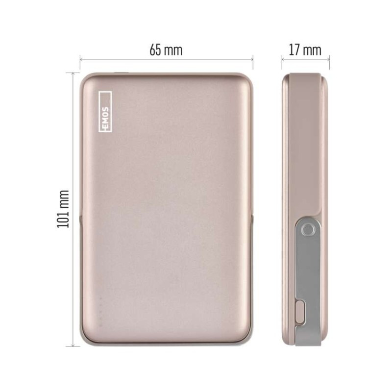 Power bank EMOS WI 1031, 10 000 mAh, 20 W + wireless, ružovo-zlatá 1