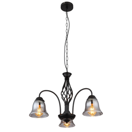 Závesné svietidlo, kov čierny matný, dymové sklo, kábel PVC čierny, ø:555mm, V: 1300mm, bez žiarovie