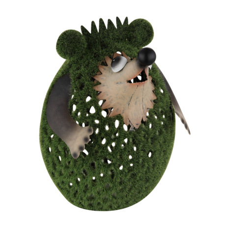 Solárne svietidlo, kov hnedý, plast zelený, vypínač, batéria AA 400mAh 1,2V, IP44, ježko, DxŠxV: 160 8