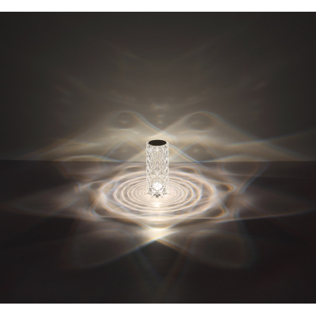 Nabíjateľná stolová lampa číry plast s krištáľovým efektom, dotykové zapnutie/vypnutie, stmievateľná 10