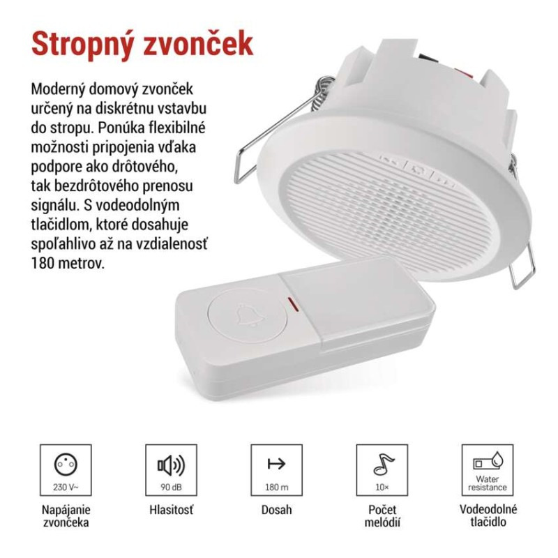 Domový drôtový/bezdrôtový zvonček P57103, vstavaný 3