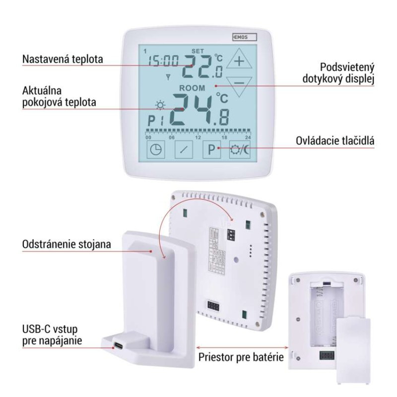 Izbový programovateľný bezdrôtový OpenTherm termostat P56A11 8