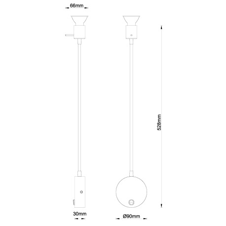 Nástenné svietidlo, kov čierny, Flexo, bez tienidla, vypínač, ŠxV:90x530, H:400, bez žiarovky 1xGU10 11
