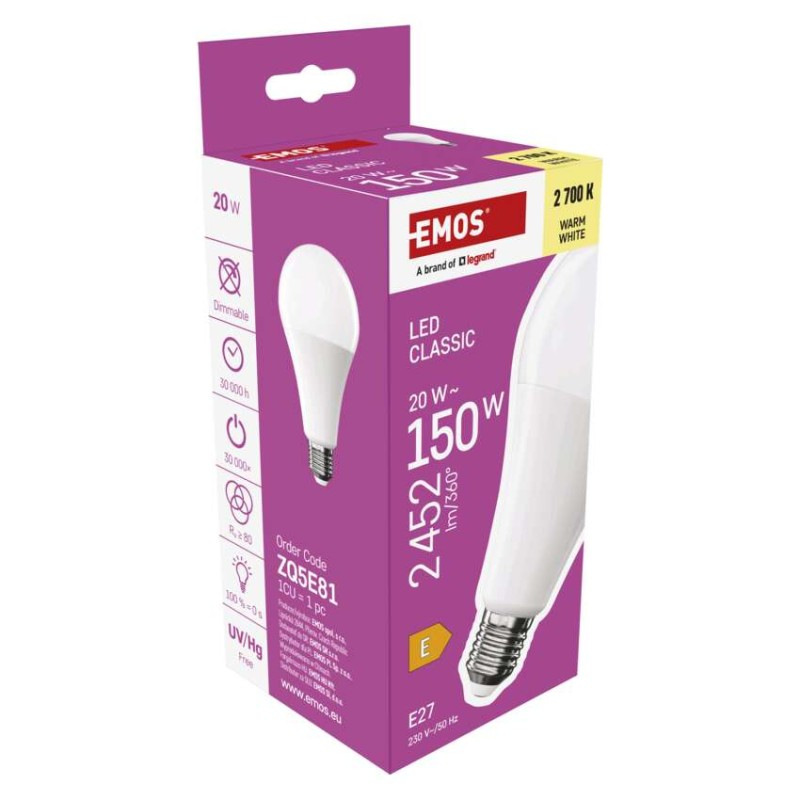 LED žiarovka Classic A80 / E27 / 20 W (150 W) / 2452 lm / Teplá biela 7