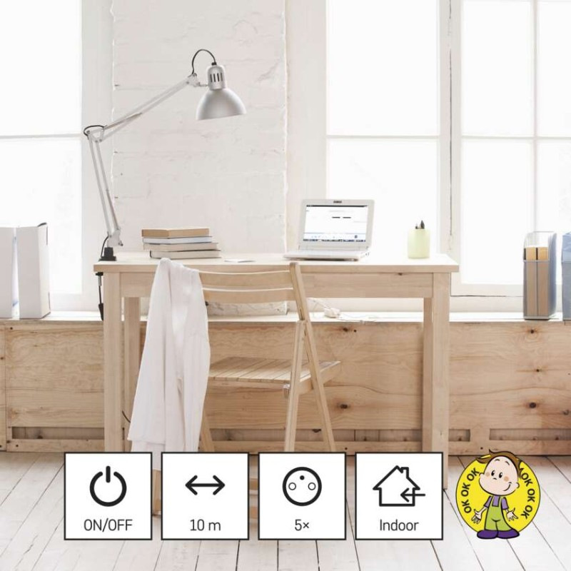 Predlžovací kábel 10 m / 5 zásuviek / s vypínačom / biely / PVC / 1,5 mm2 2