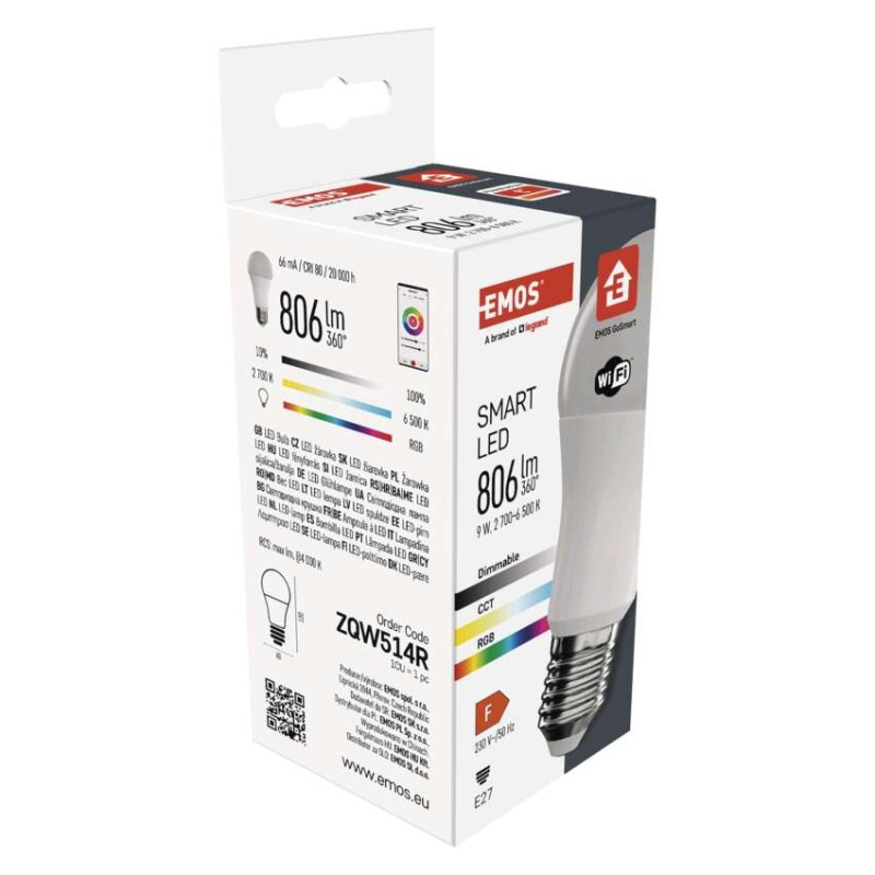 LED žiarovka GoSmart A60 / E27 / 9 W (60 W) / 806 lm / RGB / stmievateľná / WiFi 12