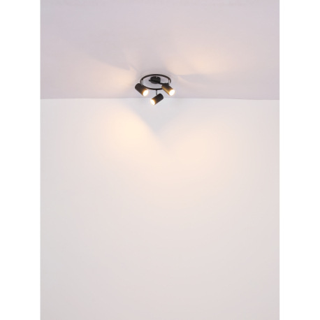 Stropné svietidlo, kov čierny matný, chróm, ø: 250mm, V: 135mm, bez žiaroviek 3xGU10, max. 25W 230V 5
