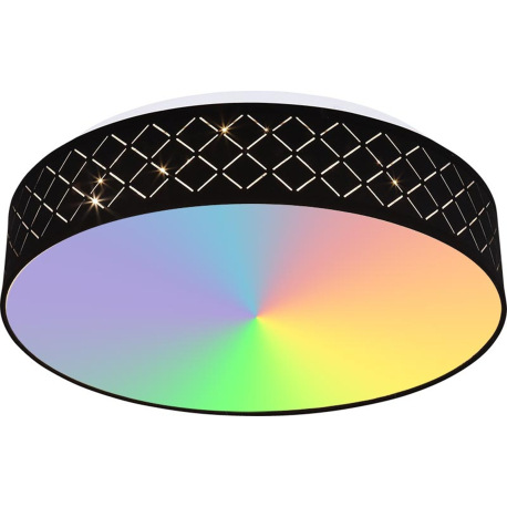 Stropné svietidlo, kov biely,textil čierny,akryl opál,pamäťová funkcia,nočné svetlo,stmievateľné,dia 17