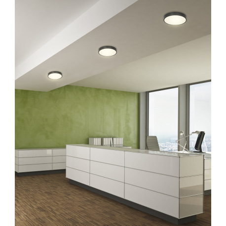 Stropné svietidlo, hliník čierny, akryl opál satinovaný, Ø 220, V: 26, vrátane 1xLED 28W 230V, 2300l 6