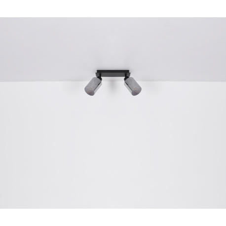 Nástenné svietidlo, kov čierny, dymové sklo, DxŠxV: 280x90x215mm, bez žiaroviek 2x E27, max. 15W 230 10