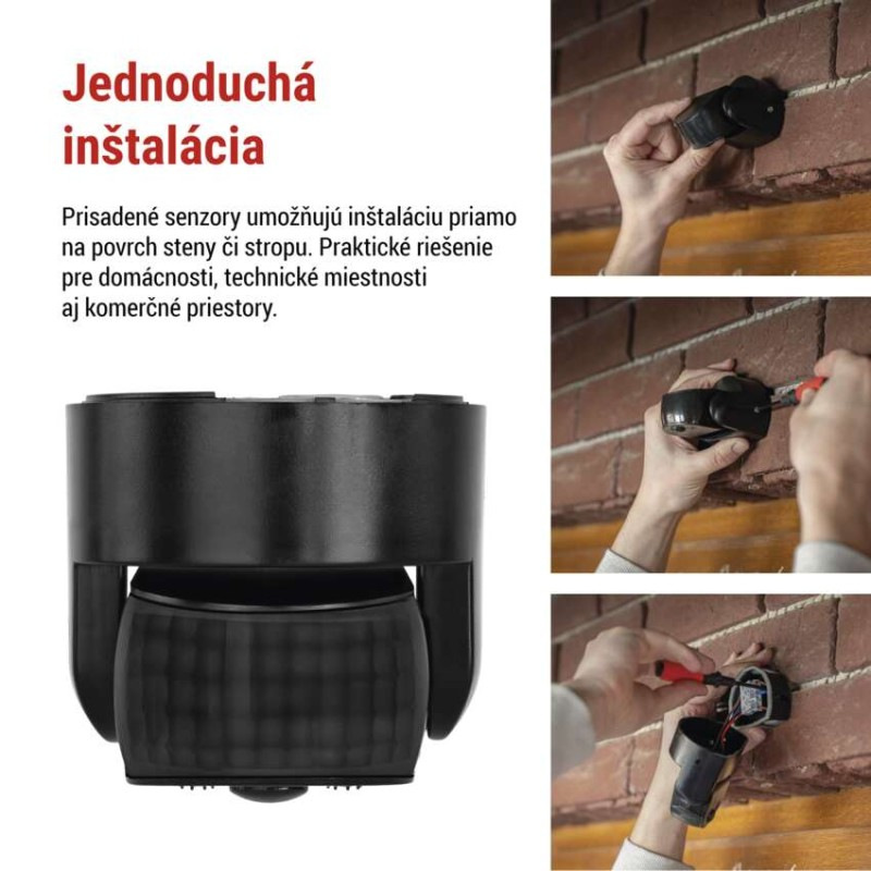 PIR senzor (pohybové čidlo) IP65 1200W, čierna 3