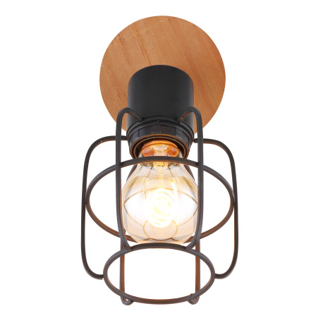 Nástenné svietidlo, kov čierny, drevo hnedé, ŠxV:110x210, H:220, bez žiarovky 1xE27, max. 40W 230V 4