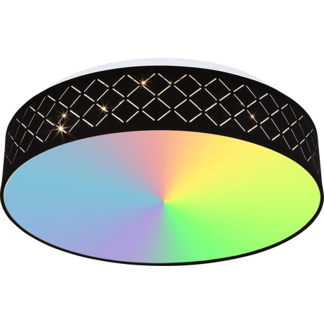 Stropné svietidlo, kov biely,textil čierny,akryl opál,pamäťová funkcia,nočné svetlo,stmievateľné,dia 16